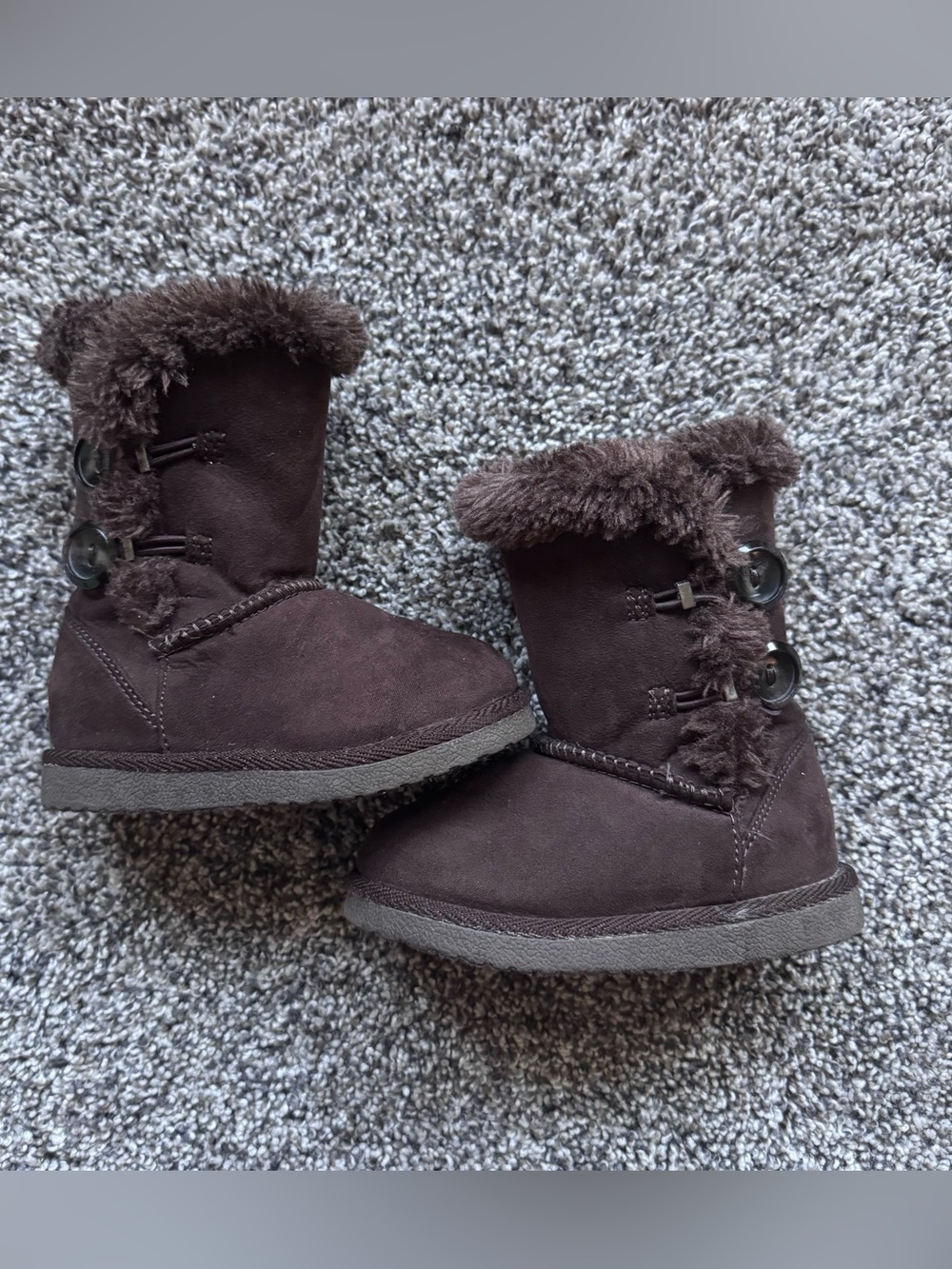 Cozy Faux Fur Kids Boots - Dark Brown